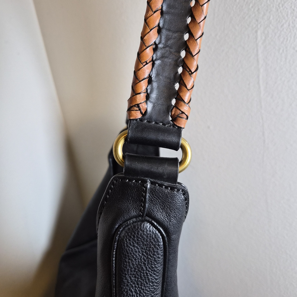 Frye Jackie Black And Brown Leather Hobo Bag - Picture 4 of 10